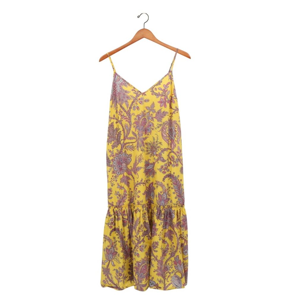 J. Crew Collection Tiered Cotton Poplin Floral Paisley Sleeveless Midi Dress S - Picture 4 of 7